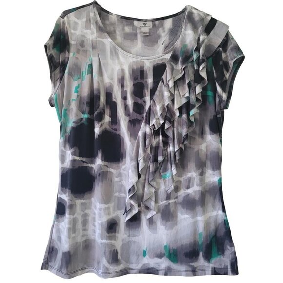 Women's Worthington Ruffled Short Sleeve Top, L - Picture 1 of 4